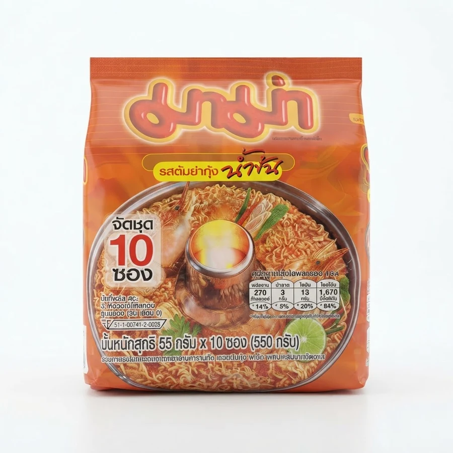มาม่า รสต้มยำกุ้งน้ำข้น (10 ชิ้น × 55 กรัม)